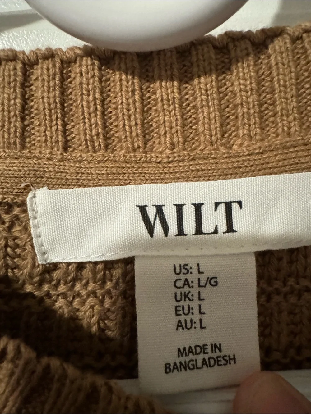 NWT Wilt 100% Cotton Crewneck Sweater, Tan, Size Large